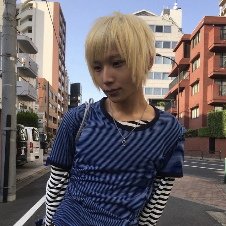 MAKOTOのスタイル:ブロンド × メンズマッシュ